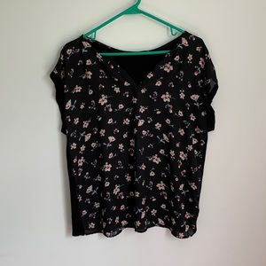 Black floral blouse